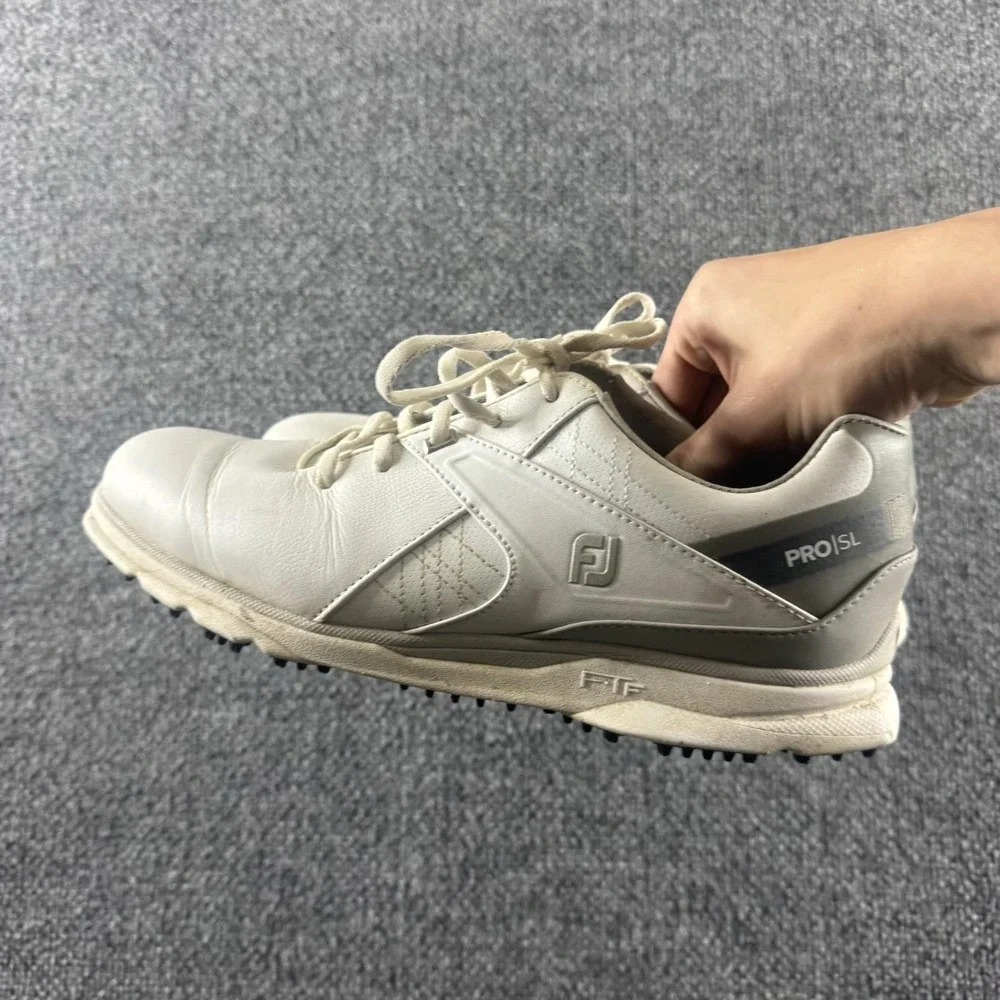FootJoy Pro/SL Golf Shoes Mens Size 8.5 White Low Top 53804 Traction Athletic